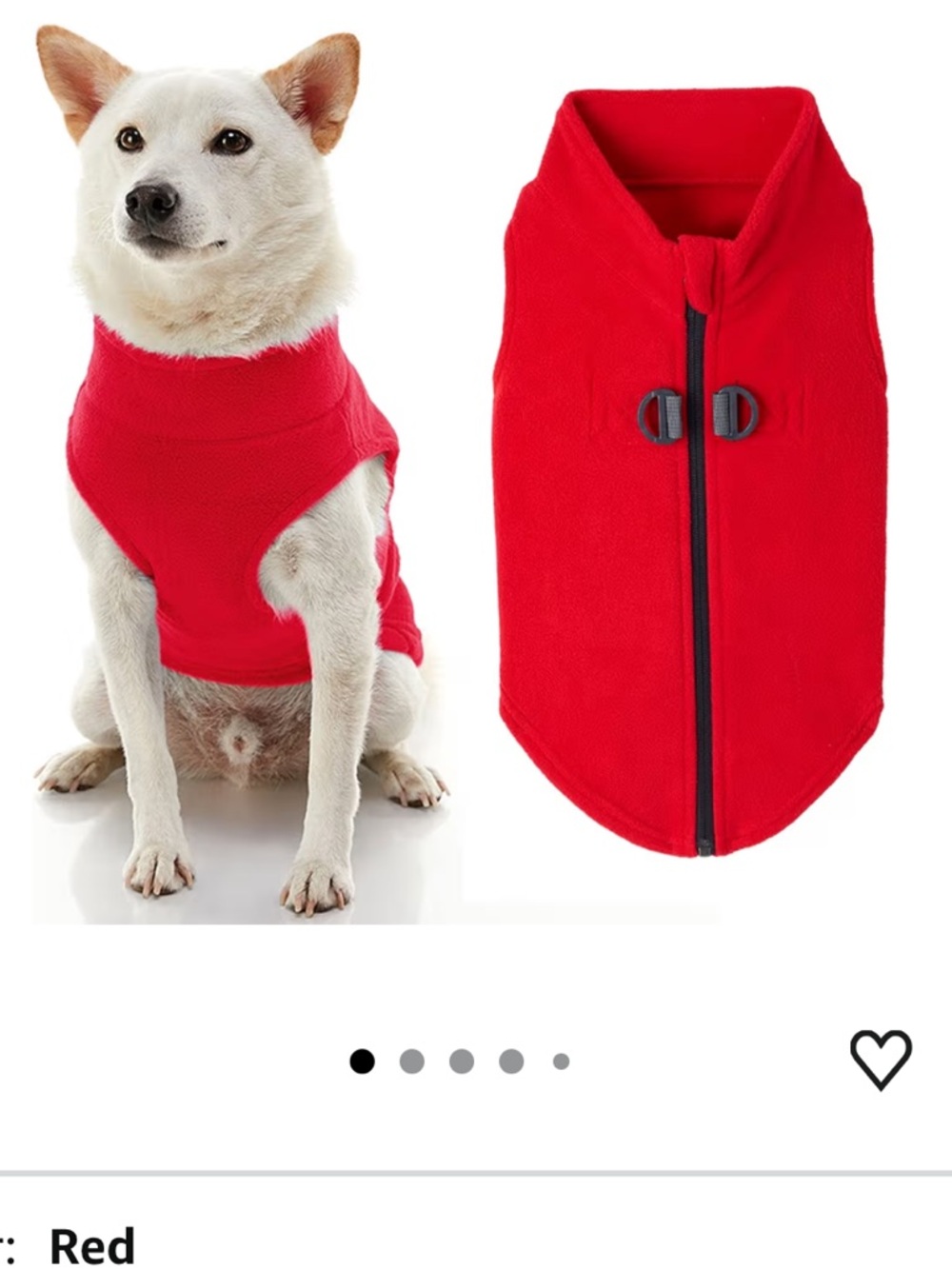 Gooby - Red, Small - Warm Pullover Fleece Step-in Dog Jacket with Dual D Ring